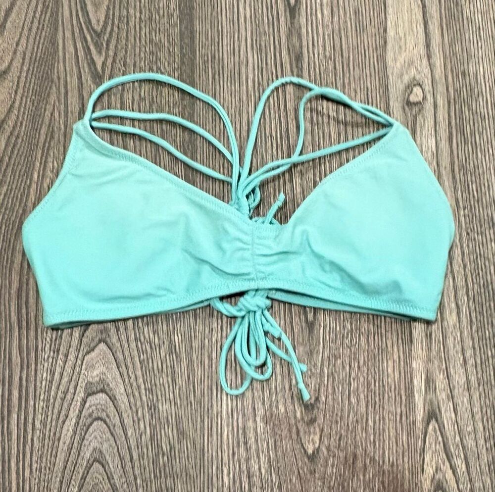 Volcom Women's Wireless Strappy Swim Bikini Top Sea Glass Green Large
